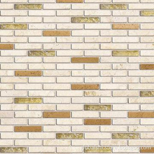 Crystal and Stone Glass Mosaic Tile, Glass Mix Natural Marble Stone, 10 Colors, 292 x 282mm